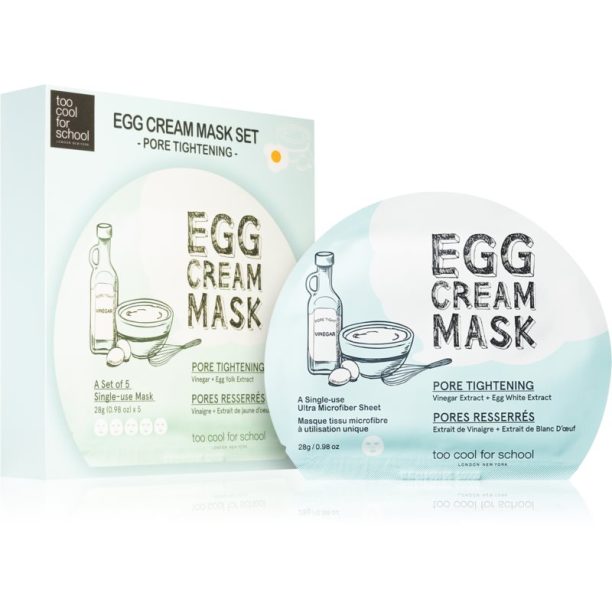 Too Cool For School Egg Cream Mask платнена маска против мазна кожа и разширени пори 5x28 гр.