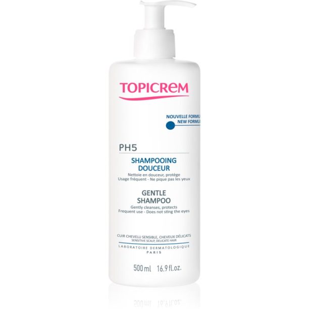 Topicrem PH5 Gentle Shampoo деликатен шампоан за ежедневна употреба за чувствителна кожа на скалпа 500 мл.