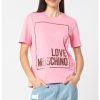 Tениска с овално деколте и бляскава щампа Love Moschino