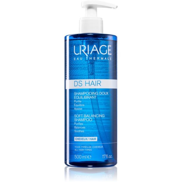 Uriage DS HAIR Soft Balancing Shampoo почистващ шампоан за чувствителна кожа на скалпа 500 мл.