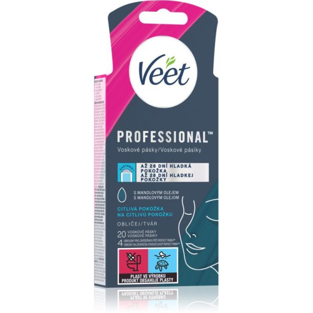 Veet Professional восъчни ленти за епилация за лице за чувствителна кожа на лицето 20 бр.