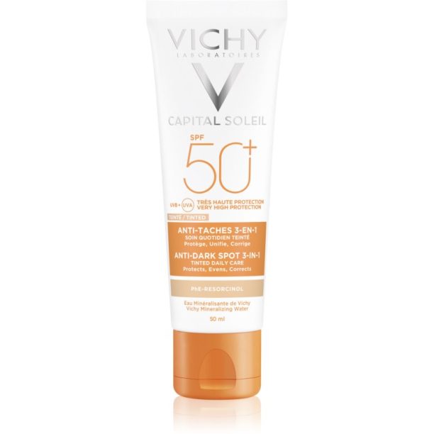 Vichy Capital Soleil 3 в 1 оцветена грижа против тъмни петна SPF 50+ Tinted 50 мл.