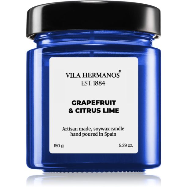 Vila Hermanos Apothecary Cobalt Blue Grapefruit & Citrus Lime ароматна свещ 150 гр.