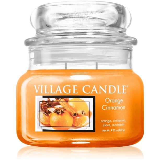 Village Candle Orange Cinnamon ароматна свещ  (Glass Lid) 262 гр.