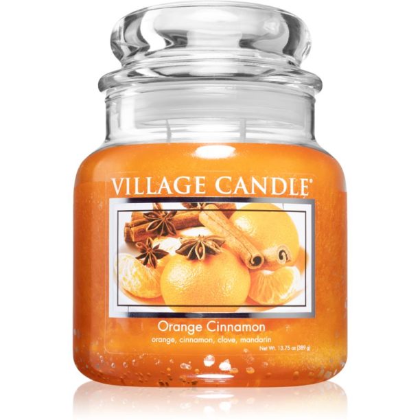 Village Candle Orange Cinnamon ароматна свещ (Glass Lid) 396 гр.