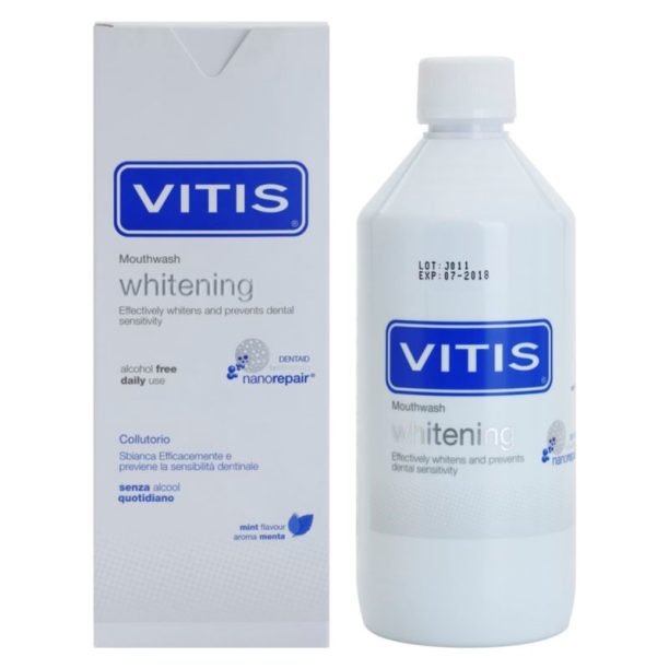 Whitening Whitening Vitis Whitening вода за уста с избелващ ефект за чувствителни зъби вкус Mint 500 мл. - оригинален продукт