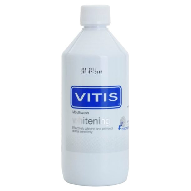 Whitening Whitening Vitis Whitening вода за уста с избелващ ефект за чувствителни зъби вкус Mint 500 мл.