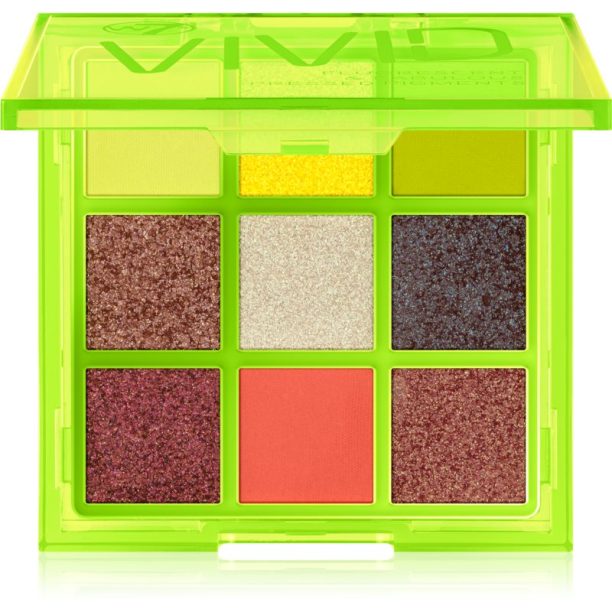 W7 Cosmetics Vivid палитра от сенки за очи цвят Glowin’ Green 9 гр.