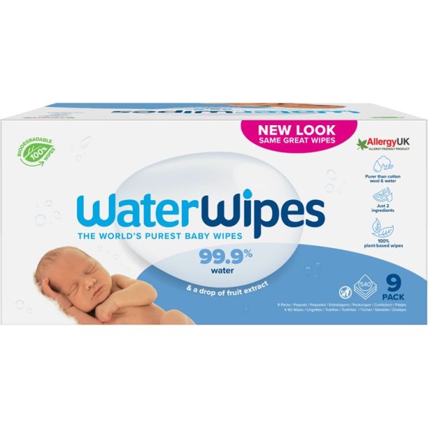 Water Wipes Baby Wipes 9 Pack нежни мокри кърпички за бебета 9x60 бр.