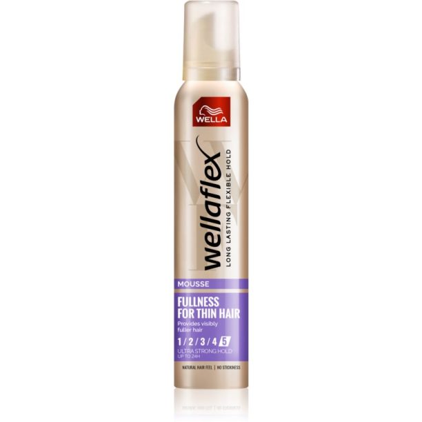 Wella Wellaflex Fullness For Thin Hair пяна втвърдител с екстра силна фиксация за фина коса 200 мл.