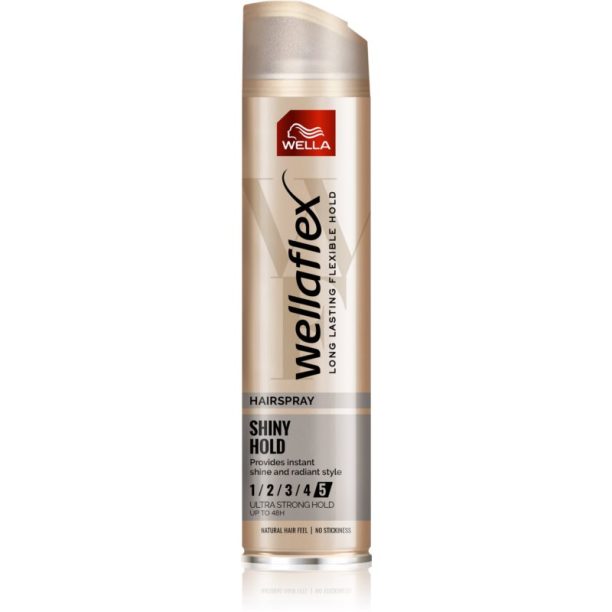 Wella Wellaflex Shiny Hold лак за коса с екстра силна фиксация за блясък 250 мл.