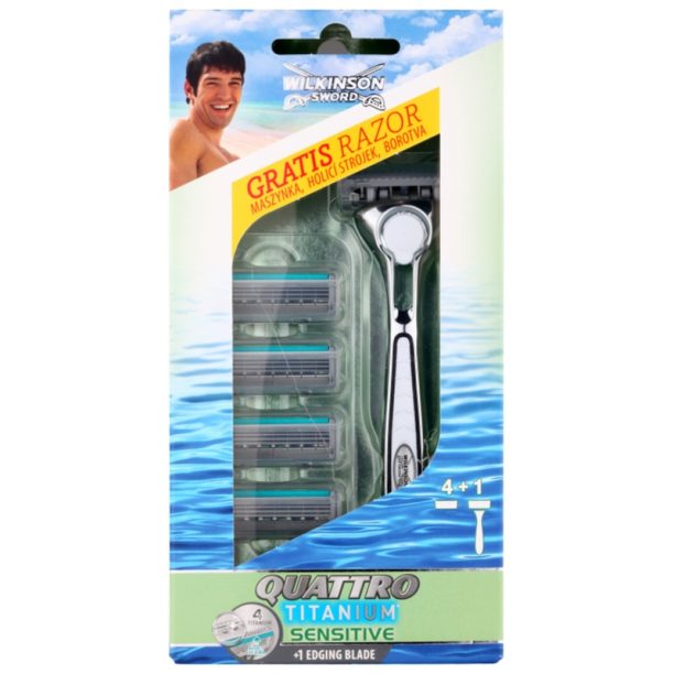 Wilkinson Sword Quattro Titanium Sensitive самобръсначка Резервни остриета 4 СК 1 бр.