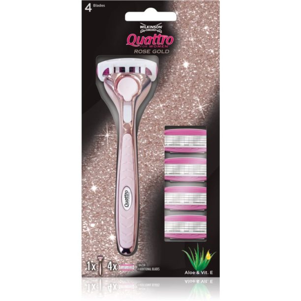 Wilkinson Sword Quattro for Women Rose Gold дамски епилатор Резервни остриета 4 СК 1 бр. на ниска цена