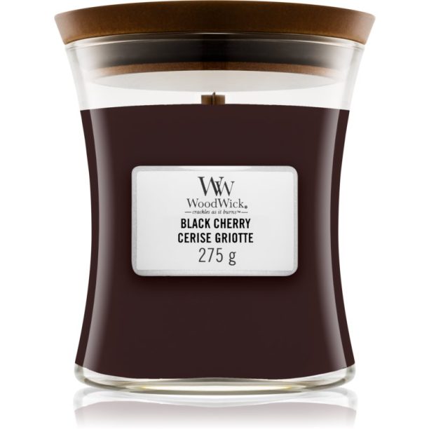 Woodwick Black Cherry ароматна свещ с дървен фитил 275 гр.