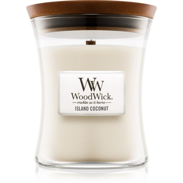 Woodwick Island Coconut ароматна свещ с дървен фитил 275 гр.