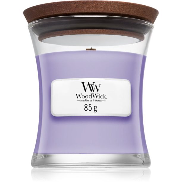 Woodwick Lavender Spa ароматна свещ  с дървен фитил 85 гр.