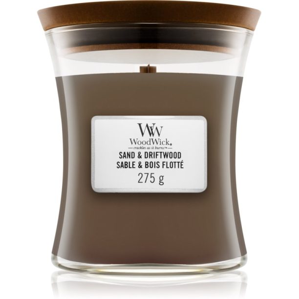 Woodwick Sand & Driftwood ароматна свещ  с дървен фитил 275 гр.