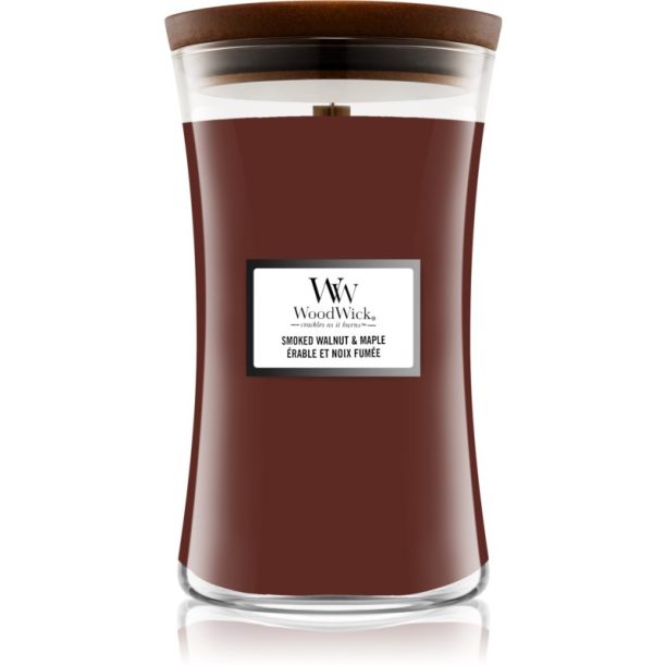 Woodwick Smoked Walnut & Maple ароматна свещ с дървен фитил 610 гр.