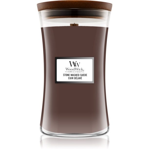 Woodwick Stone Washed Suede ароматна свещ  с дървен фитил 609.5 гр.