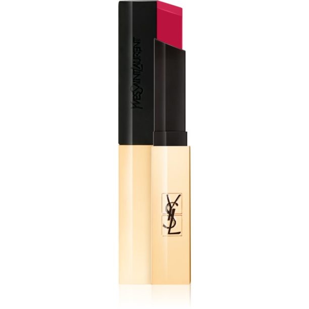 Yves Saint Laurent Rouge Pur Couture The Slim тънко матиращо червило с кожен ефект цвят 27 Conflicting Crimson 2