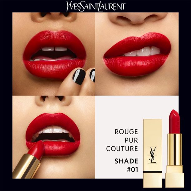 Yves Saint Laurent Rouge Pur Couture червило с хидратиращ ефект цвят 01 Le Rouge 3