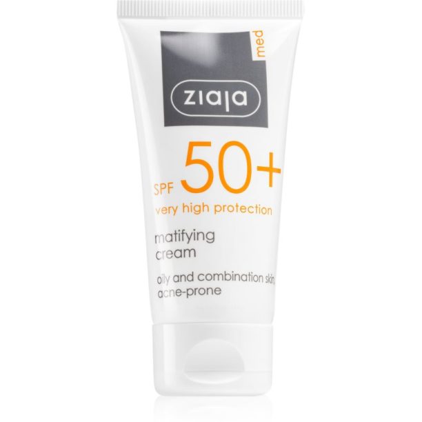 Ziaja Med Protecting UVA + UVB матиращ слънцезащитен крем за лице SPF 50+ 50 мл.