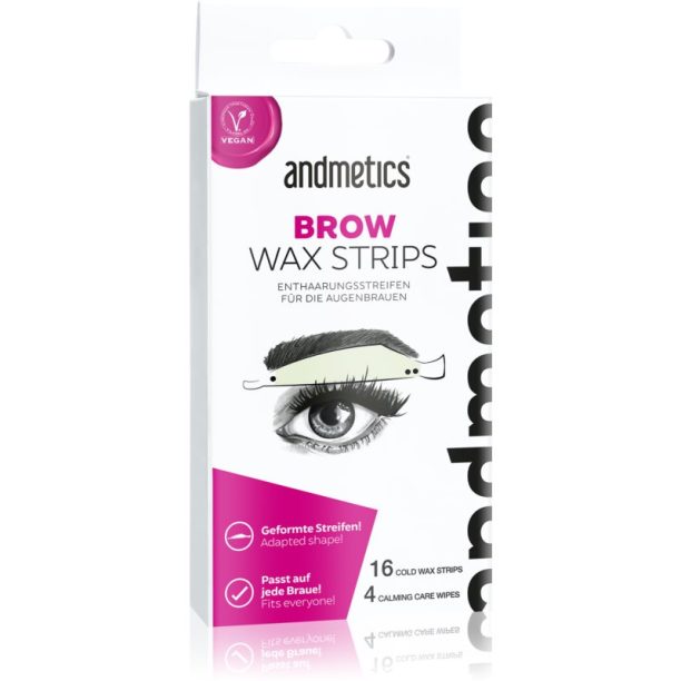 andmetics Wax Strips Brow восъчни ленти за епилация за вежди 16 бр.