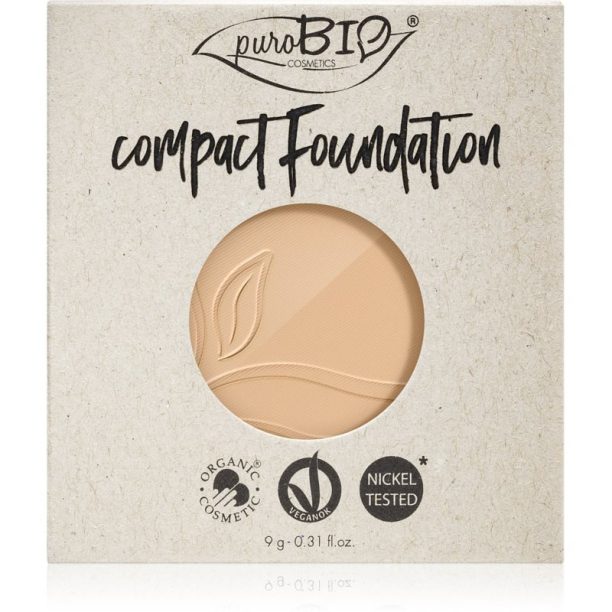 puroBIO Cosmetics Compact Foundation компактна пудра и фон дьо тен резервен пълнител SPF 10 цвят 01 9 гр.