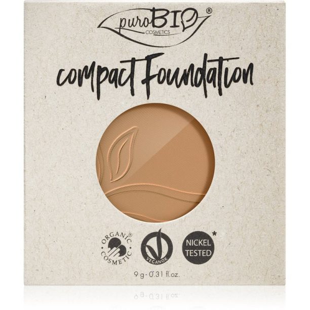 puroBIO Cosmetics Compact Foundation компактна пудра и фон дьо тен резервен пълнител SPF 10 цвят 04 9 гр.