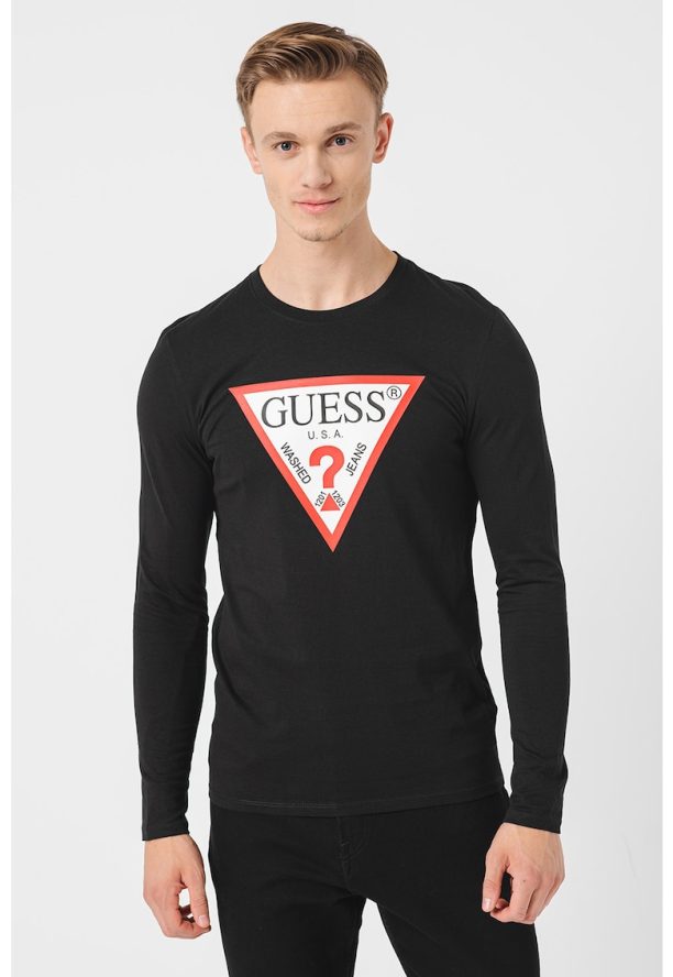 Памучна блуза по тялото с лого GUESS JEANS