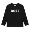 Блуза с овално деколте и контрастно лого BOSS Kidswear