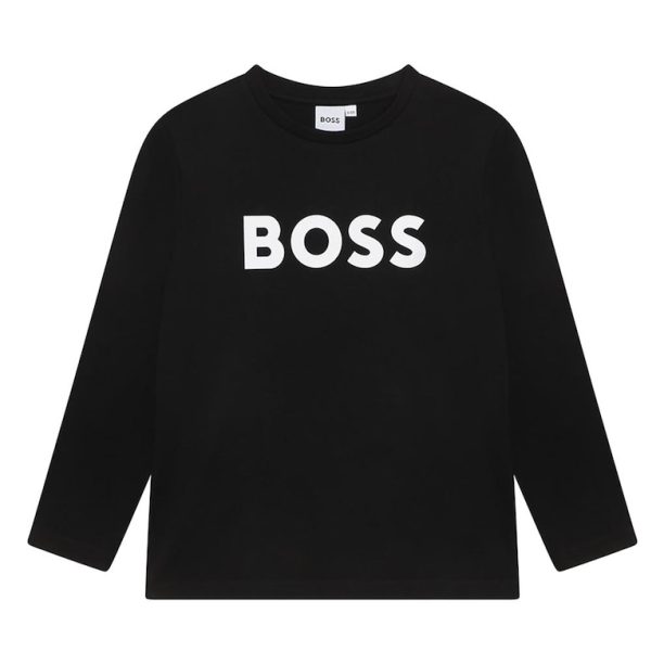 Блуза с овално деколте и контрастно лого BOSS Kidswear