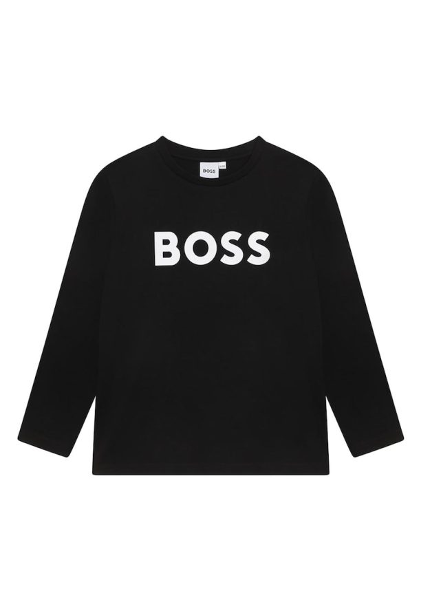 Блуза с овално деколте и контрастно лого BOSS Kidswear