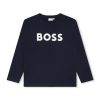 Блуза с овално деколте и контрастно лого BOSS Kidswear