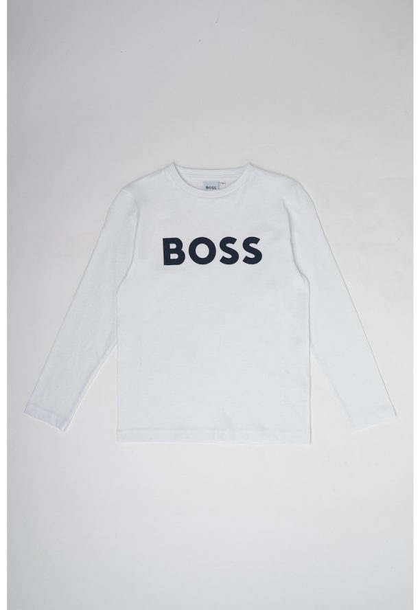 Блуза с овално деколте и контрастно лого BOSS Kidswear