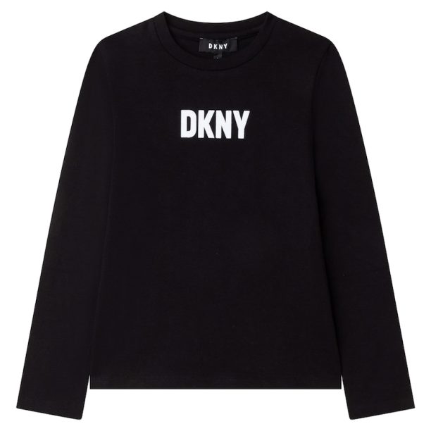 Блуза с овално деколте и лого DKNY