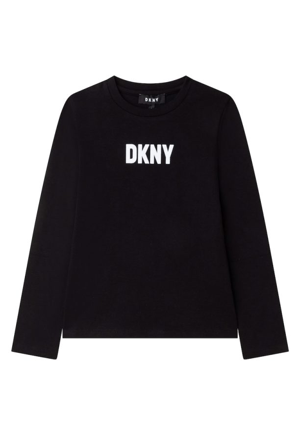 Блуза с овално деколте и лого DKNY