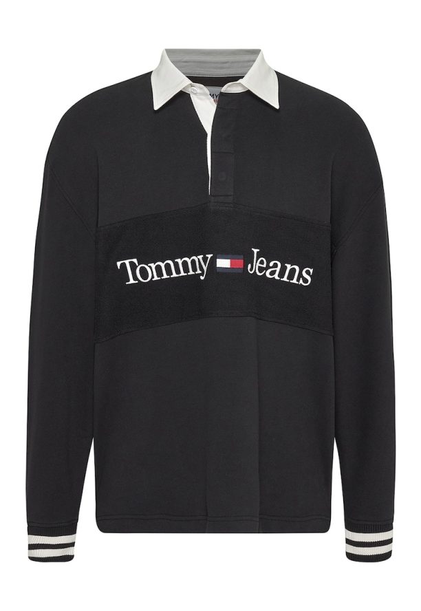 Блуза с органичен памук с яка и лого Tommy Jeans