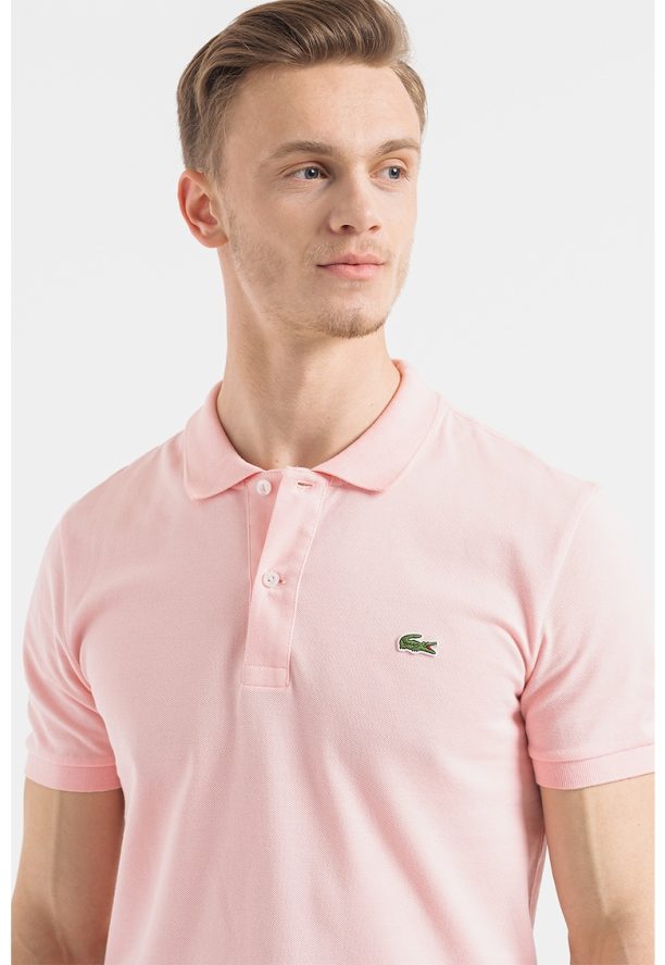 Вталена тениска от пике с яка Lacoste