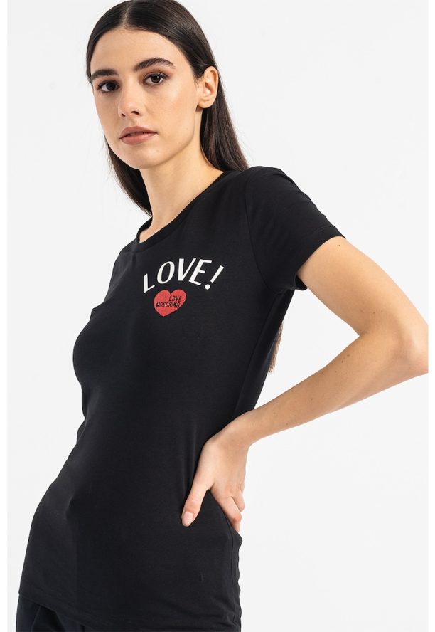 Вталена тениска с лого Love Moschino