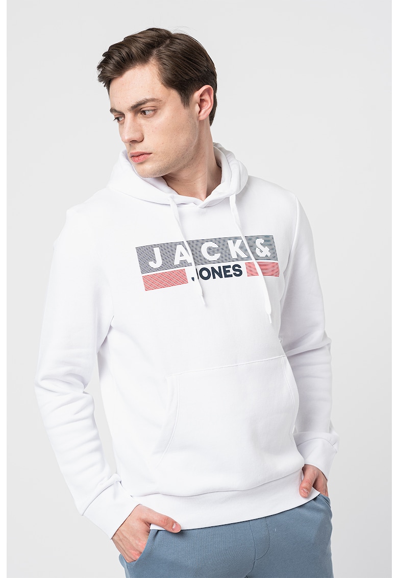 Дълго худи Corp с джоб кенгуру и лого Jack  Jones