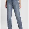 Дънки с висока талия и декоративни камъни GUESS JEANS