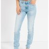 Дънки със средна талия и захабен ефект GUESS JEANS