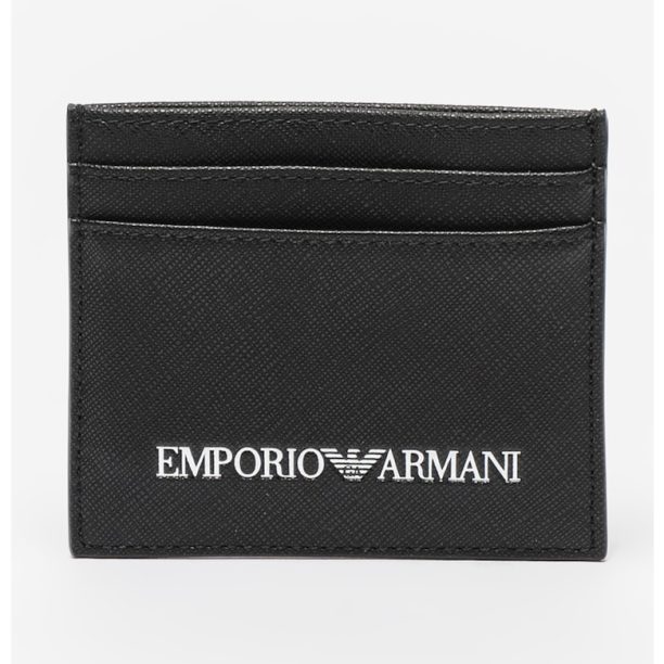 Калъф за карти от регенерирана кожа с релеф Сафиано Emporio Armani