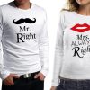 Комплект блузи за влюбени  Mr Right - Mrs Awlays Right