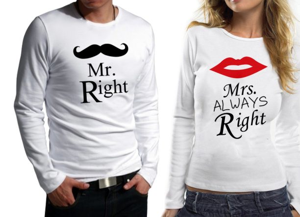 Комплект блузи за влюбени  Mr Right - Mrs Awlays Right