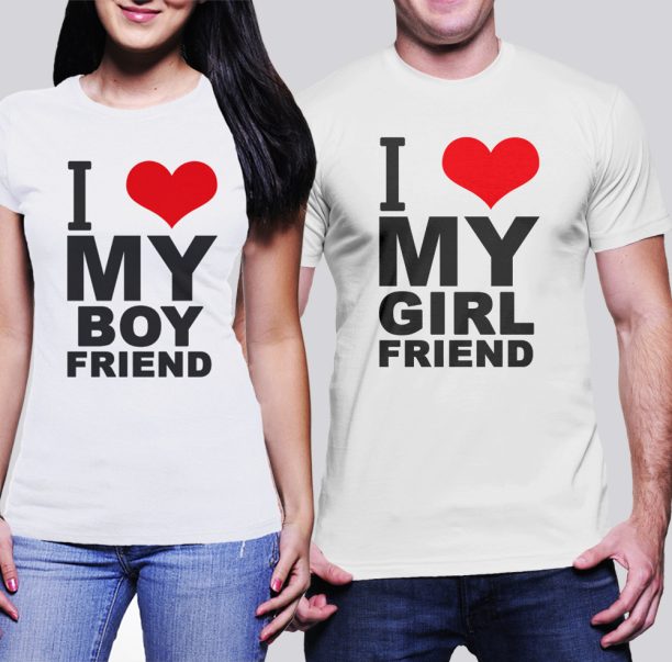 Комплект тениски за влюбени - I Love My Boy Friend I Love My Girl Friend