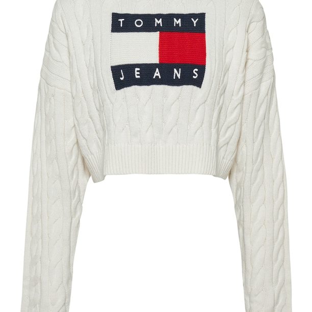 Къс пуловер с плетка осморка Tommy Jeans