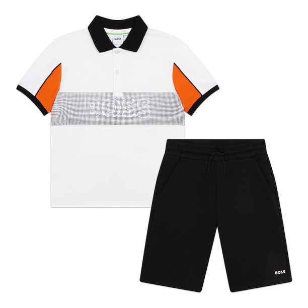 Къс спортен екип с памук с лого BOSS Kidswear