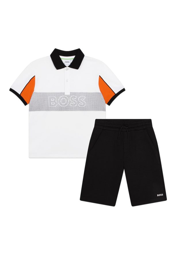 Къс спортен екип с памук с лого BOSS Kidswear